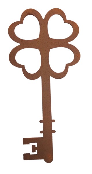 Deko SchlüSsel Kleeblatt L: 18 Cm Im Rost Design - Kleeblatt, GlüCksbringer-image