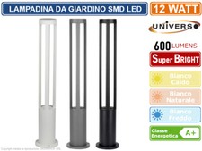 LAMPADA LED DA GIARDINO CON FISSAGGIO A TERRA 12W COLORE BIANCO GRIGIO NERO IP65