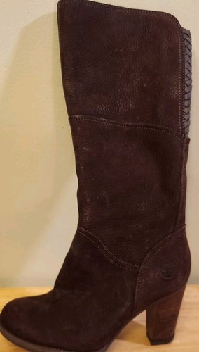 TIMBERLAND WATERPROOF GREEN RUBBER; BROWN SUEDE LEATHER KNEE HI BOOTS US 6. - Picture 2 of 10