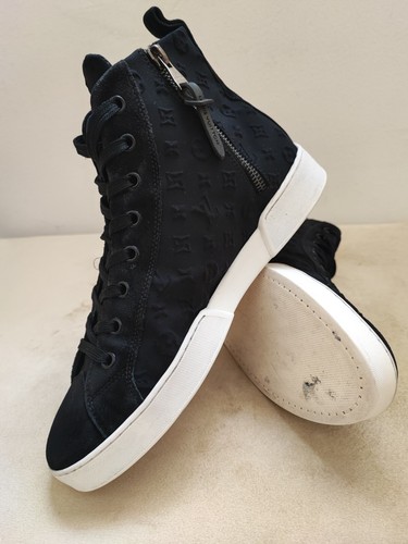 Louis Vuitton Black Monogram Neoprene and Suede Stellar High Top Sneakers 7,5 US - Picture 9 of 14