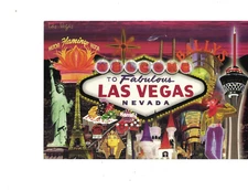 Welcome to Fabulous Las Vegas Oversize 6x9 Postcard Vick Flamingo Bally's Luxor