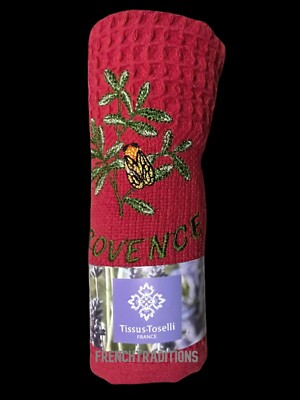 Waffle-Weave Towel Provence Cicada Red Designed in France, Made in Turkey