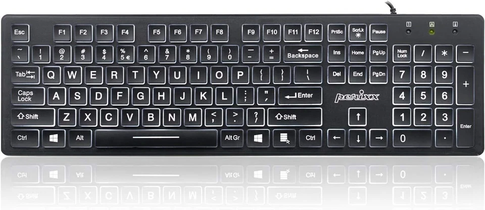 Large Print Letters Computer Keyboard LED Lighted White Backlit Full Size Key - Image 2 of 4
