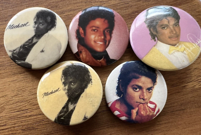 Lot of 5: Vintage 1983-84 Michael Jackson Pins Buttons FREE SHIP