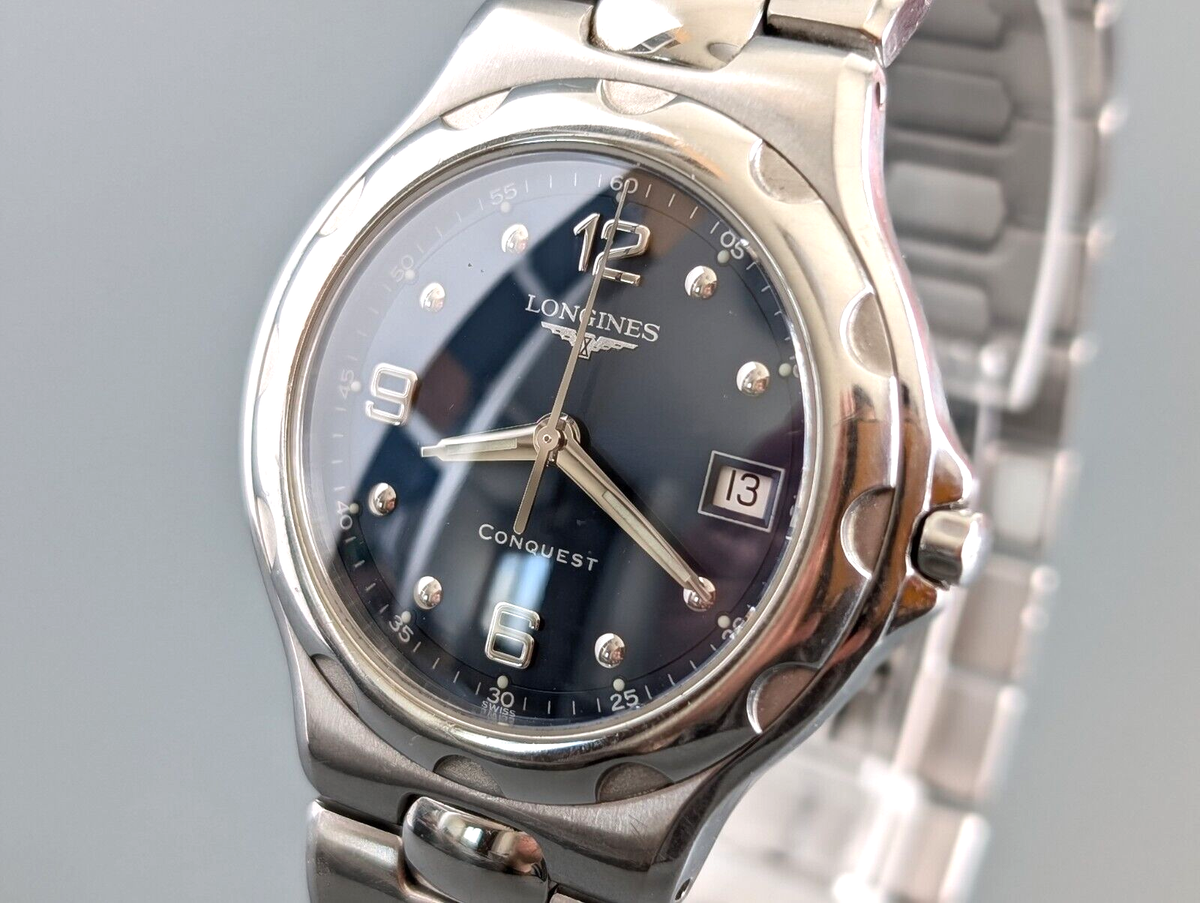 Near Mint] LONGINES Conquest L1.631.4 Date Blue Dial Quartz Men