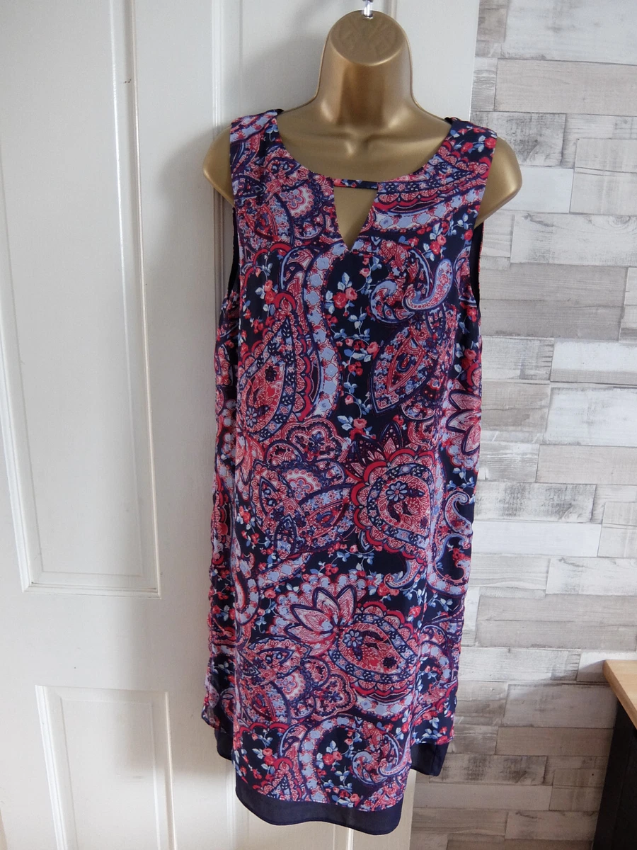 M CO size 10 navy blue pink paisley pencil summer dress
