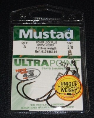 Mustad 91768S116-30 Power Lock Plus Spring Keeper 1/16oz Weight Size 3/0 Hook