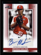 BRENNAN MALONE 2018 LEAF PERFECT GAME NATIONAL RED LEATHER AUTO #2/2 AN4259
