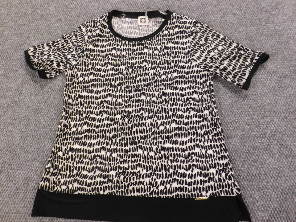 Camisa Anne Klein Mujer Pequeña Negra Elástica Pullover Foto 2 de 4