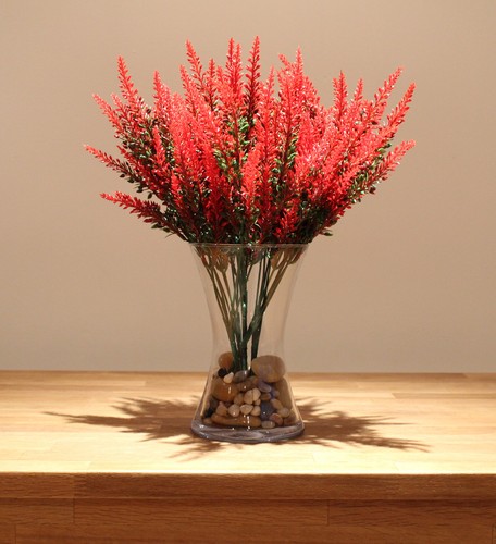 Best Artificial 36cm Red Lavender Heather Spray Stems wedding floral flower - Picture 9 of 9