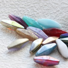 One Piece Czech Aged Glass Rhombus Bead - Varies Colors - 20x8mm NVA-31