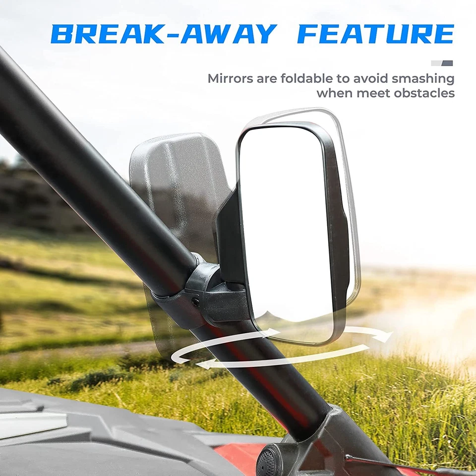 FOR Arctic Cat Wildcat Trail Break-Away SIDE Clear VIEW Anti-Vibration MIRROR 2X - Image 4 of 4