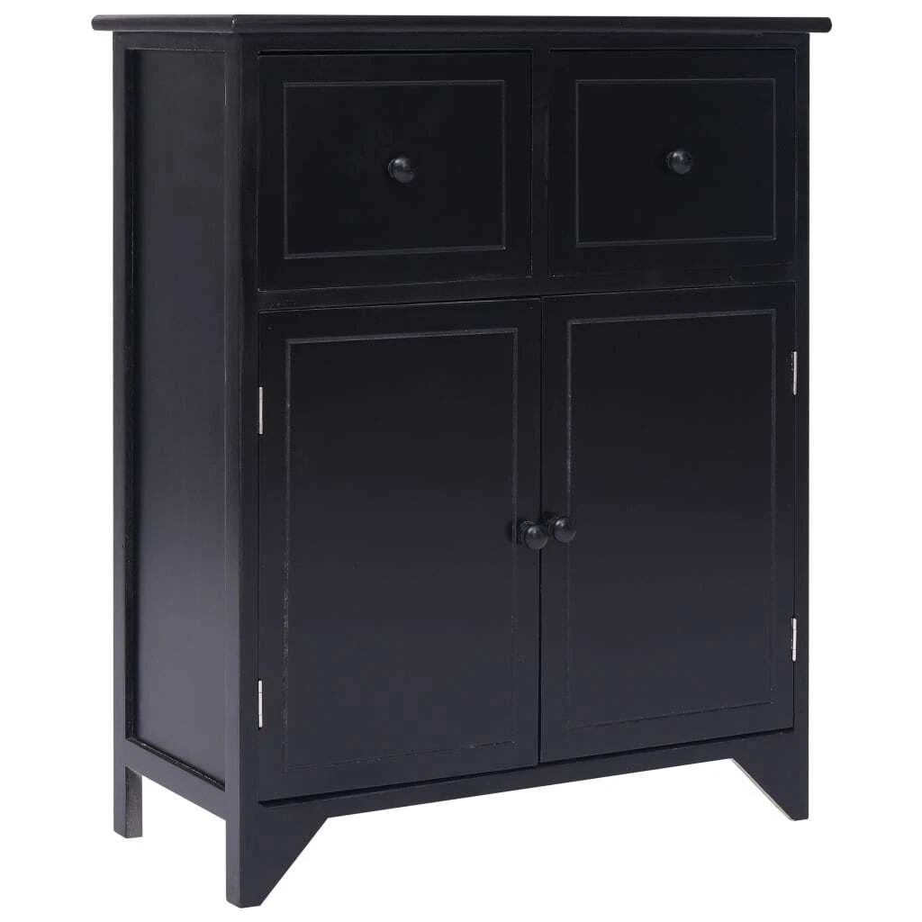 Side Cabinet Black 60x30x75 Paulownia Wood N7Z5
