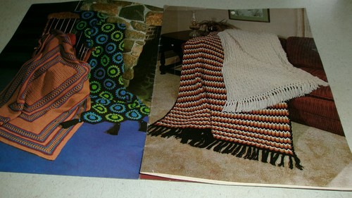 AFGHANS Susan Bates 12 designs knit crochet hairpin lace pattern booklet - Picture 2 of 5