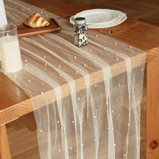 Set of 1 Pearl Table Runner 10Ft, 29 120 Inch Champagne Table Cloth Pearl Shee