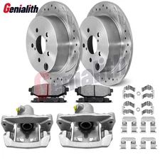 Rear Drilled Brake Rotors Ceramic Pads Caliper for Subaru XV Crosstrek 2013-2015