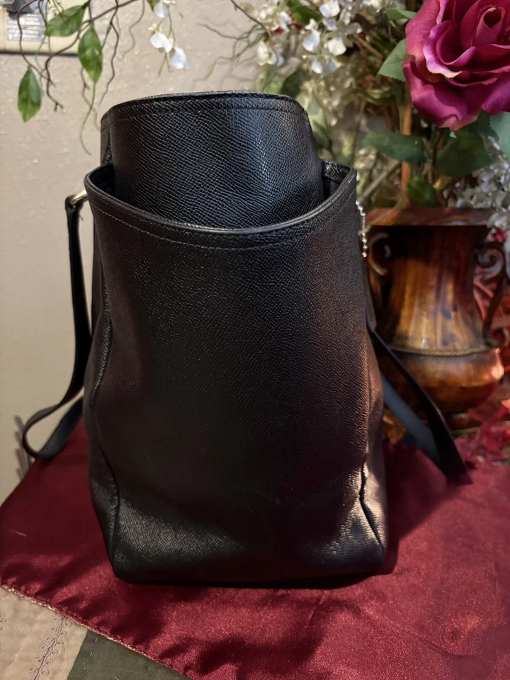 COACH Black Crossgrain Leather Diaper Bag Large Laptop Tote Shoulder Bag - Image 4 of 4