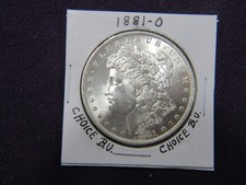 1881-O Morgan dollar in choice B.U. condition