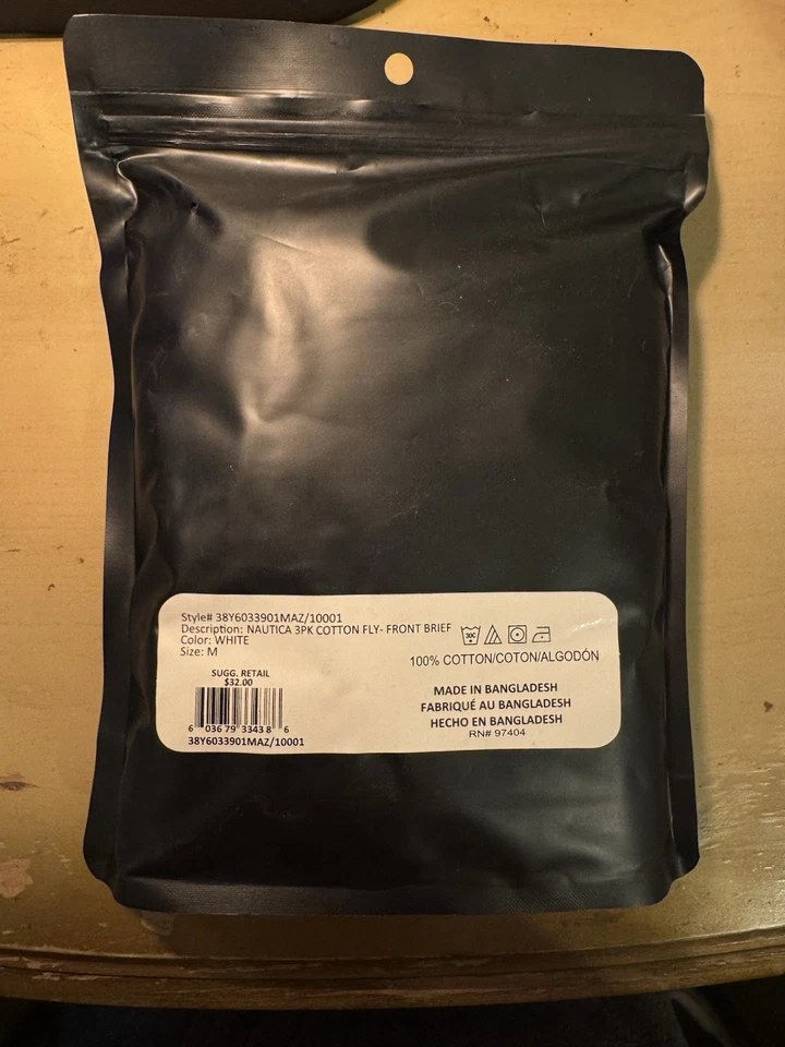 Cuecas brancas masculinas NAUTICA pacote com 3 algodão frente mosca - Imagem 2 de 2