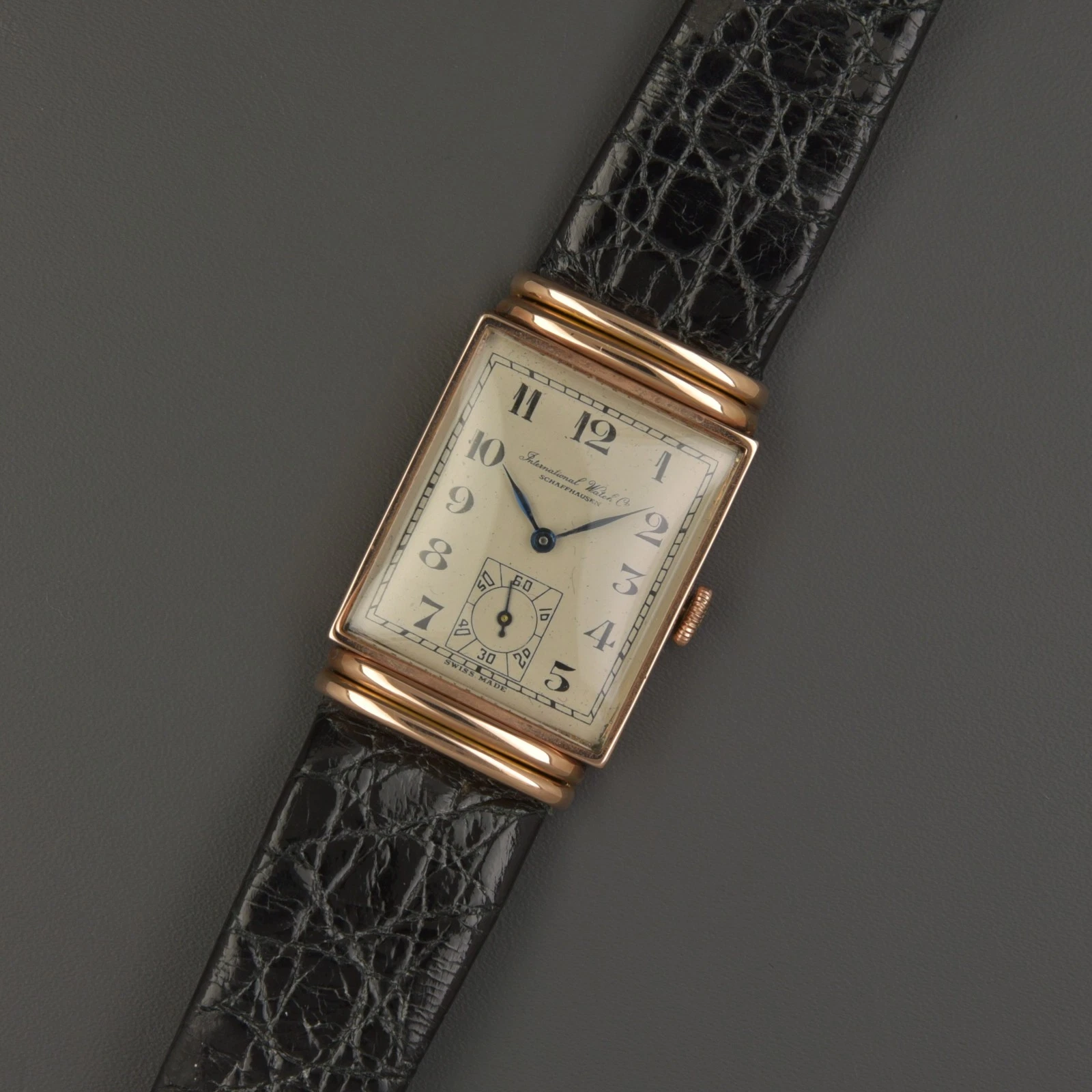 IWC Schaffhausen — IWC Art Deco 1941 Vintage Rose Gold Dress Watch Square Schaffhausen Handwound