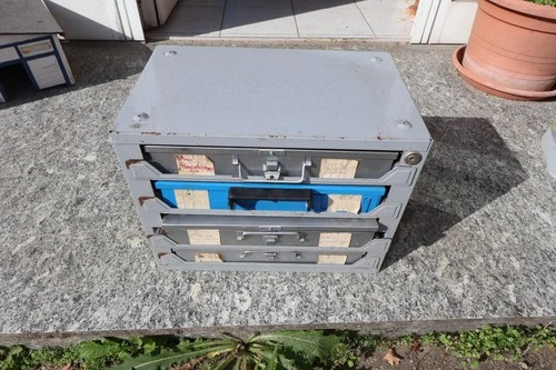 Narrow Metal Tool Box with Drawers and All Sorts - Approx 41x26x32cm 1