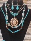 Turquoise Coral Buffalo Costume Jewelry Lot 22 Mixed Items — photo 9
