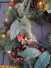 Artificial Pine Christmas Wreath 18 in w/ Lights Pinecones Ornaments Green — photo 2
