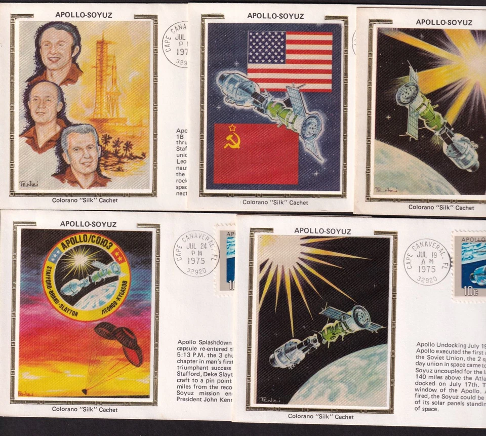 1975 Apollo-Soyuz mission Sc 1569-1570 Colorano cachets set of 5 event covers - Image 2 of 3