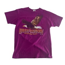 Vintage 80s Harley Davidson Shirt Men Medium Purple Soaring High Eagle RARE 1989