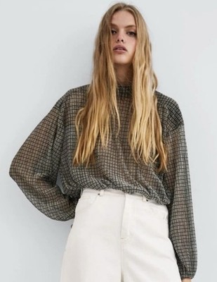 Zara Trafaluc Sheer Blouse in Size Large