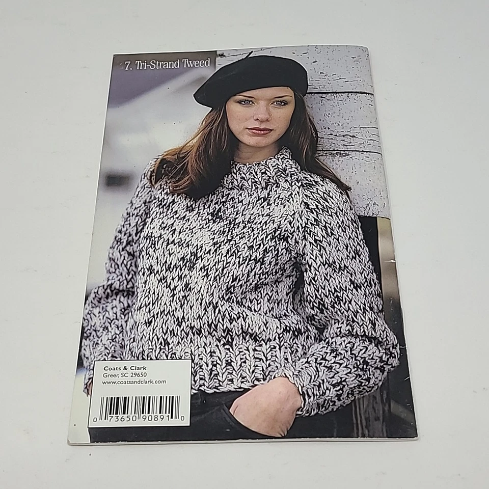 TWICE AS NICE knit crochet pattern booklet sweater scarf hat bag Red Heart 2000 - Image 2 of 4