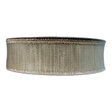 Members Mark Premium Wired Edge Ribbon, 1.5 inch x 50 yard Gold Lines 