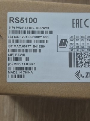 Zebra RS5100 RS51B0-TBSNWR Bluetooth Ring 2D Barcode Scanner