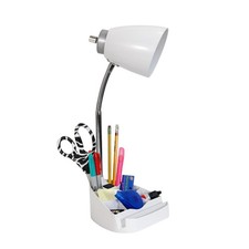 LD1094-WHT 18.5" All-in-One Gooseneck Desk Lamp with iPad Stand, Book Holder,...