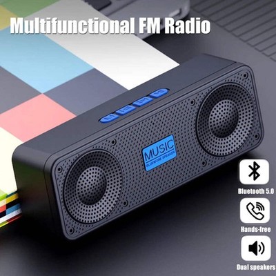 Schwarz Wireless Bluetooth Smart Lautsprecher - Tragbarer Subwoofer Audio mit FM Radio