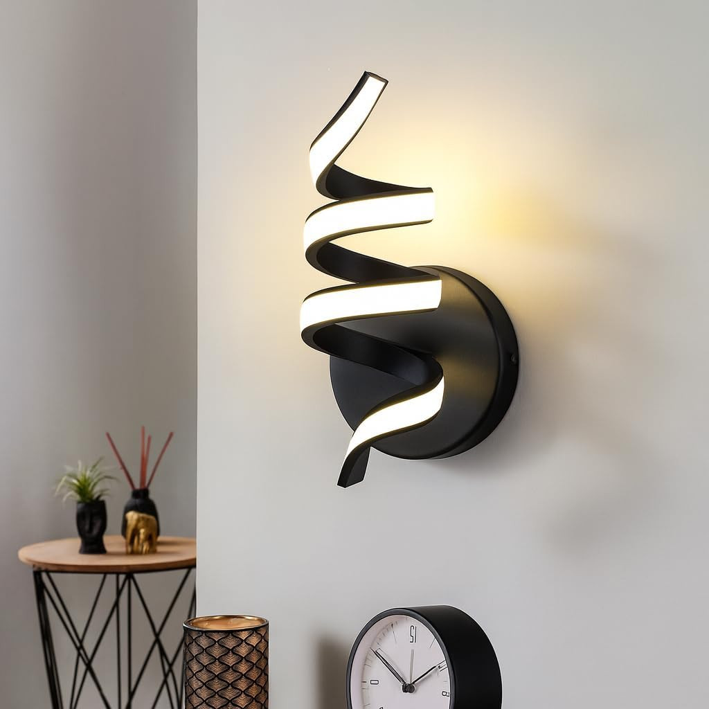Applique LED a Spirale 12W Lampada Da Parete Moderna Da Interno per Comodino E M