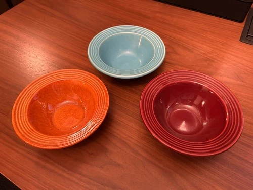 Bauer Pottery Monterey Ringware Fruit Bowls 5”, Set of 3, Vintage California