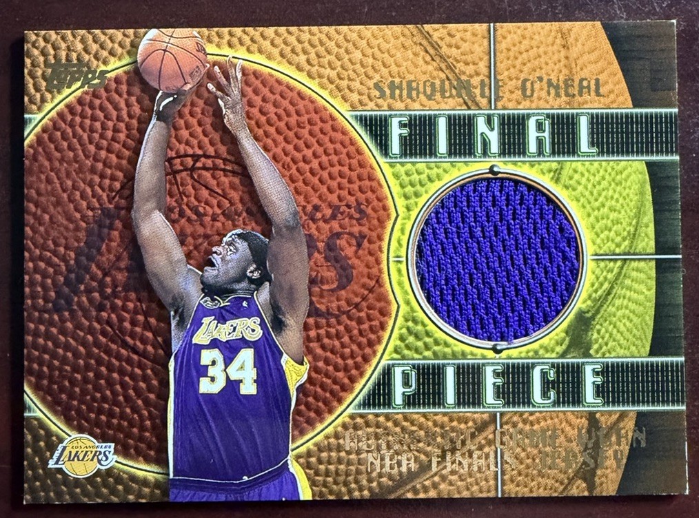2000 Topps Final Piece #FP1 Shaquille O’Neal Game Worn NBA Finals Jersey Patch view 1