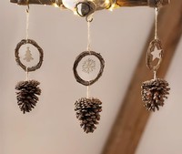Deko HäNger Zapfen Mit Mini-Kranz, 3Er Set Weihnachts Tannen Christ Baum Schmuck