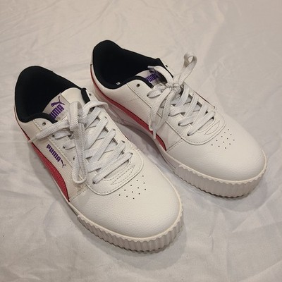Puma Carina Leather Women's White w/Pink Soft Foam Sneakers (370325-04) - Size 9