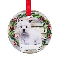 E  S Imports Ceramic Westie Tree Ornament Dog Puppy Ribbon Cherish Pet
