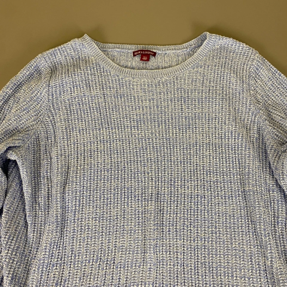 Женский свитер Jessica London большого размера 30/32 синий белый трикотажная хлопковая смесь - Изображение 2 из 4