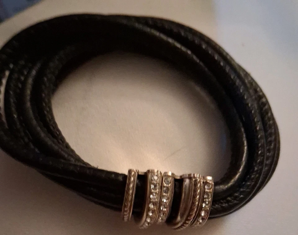 Brighton Neptune’s Ring Multi-Strand Bracelet Sparkle Navy Blue Leather Crystal - Image 3 of 4