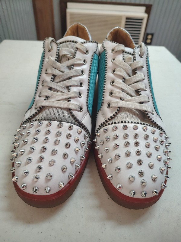 Christian Louboutin Louis Junior Spikes Size 47 Multicolor Mesh Patent Designer