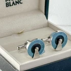 Montblanc Cufflinks Round Top in Silver 925 Unused Logo Diameter 1.75cm With box