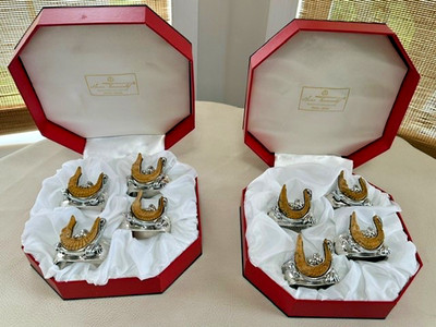 Vintage Hans Turnwald Napkin Rings Alligator Crocodile Silver Plated 2 Sets of 4