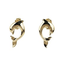 Women's 14k Yellow Gold Dolphin Stud Earrings