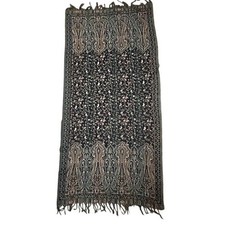 Jamawar Paisley Floral Pashmina Blend Scarf Fringed Shawl Wrap 64x28 Boho Soft