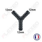 Raccord connecteur Y pour tuyau et durite diamètre 12mm