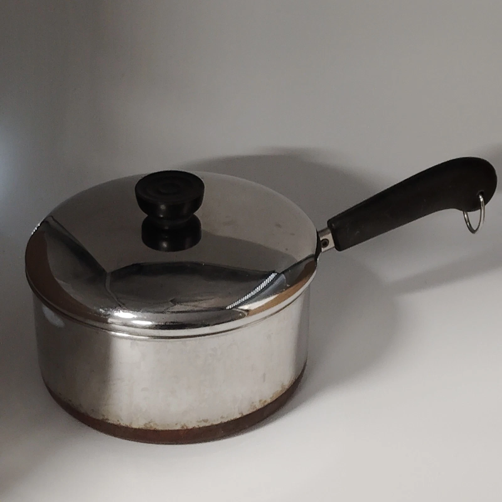 Vintage 1801 Revere Ware 2 Quart Copper Clad Bottom Saucepan W/Lid
